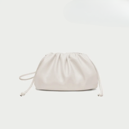 Women's Ruched Cloud Leather Clutch Bag | Red Soft Dumpling Casual Going Out Crossbody Bag | Smart Casual Evening Going Out Bag