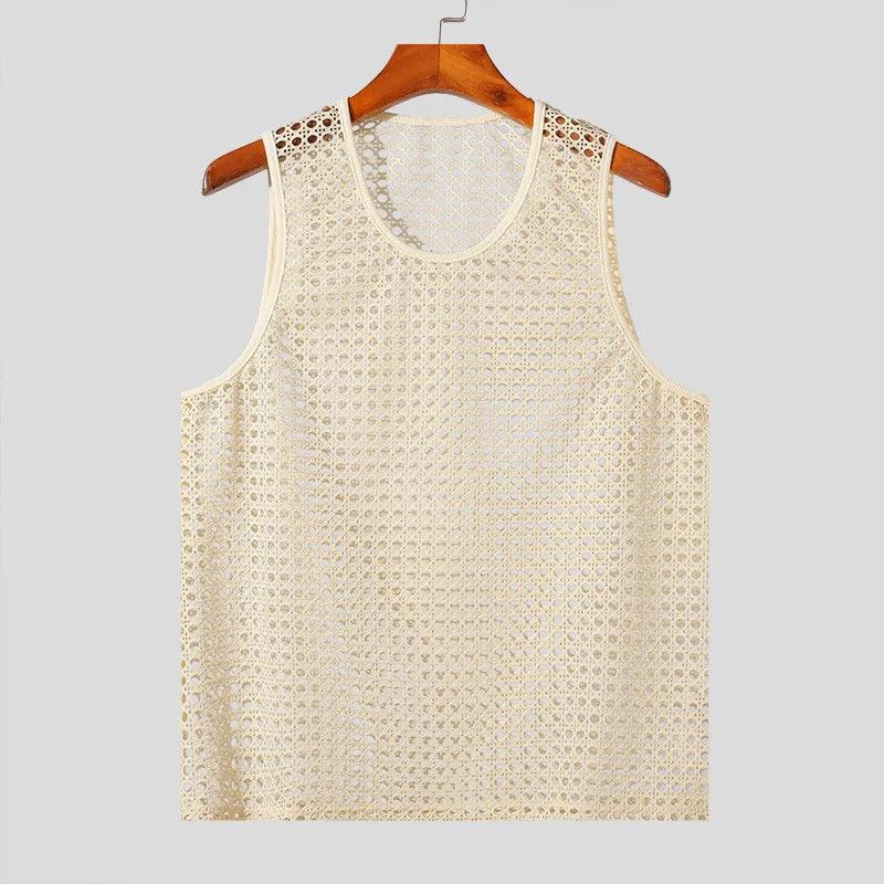 Lana Men's Tank Top | Open-Knit Cotton Blend, Casual Gym Sleeveless Shirt 3
