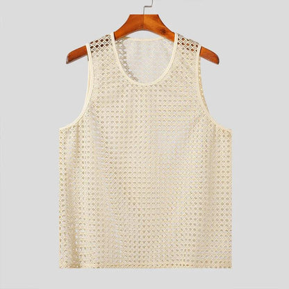 Lana Men's Tank Top | Open-Knit Cotton Blend, Casual Gym Sleeveless Shirt 3