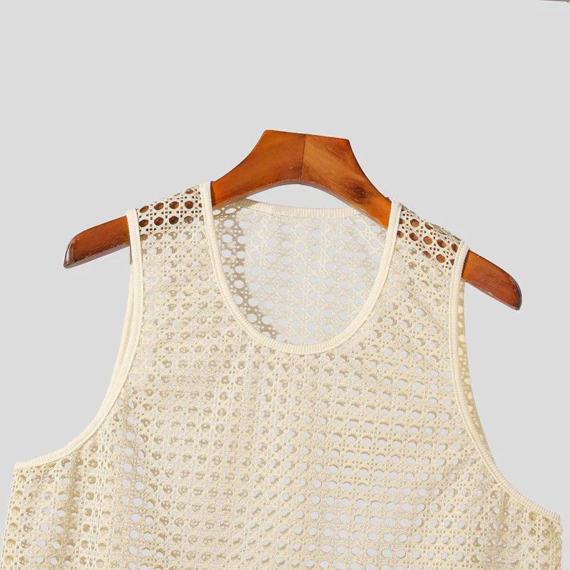 Lana Men's Tank Top | Open-Knit Cotton Blend, Casual Gym Sleeveless Shirt 5