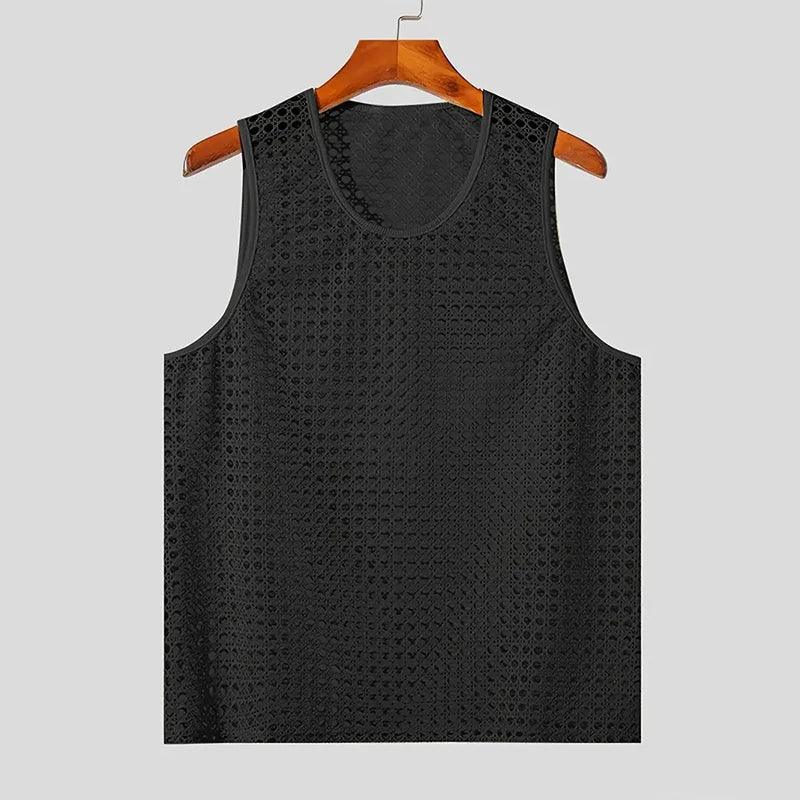 Lana Men's Tank Top | Open-Knit Cotton Blend, Casual Gym Sleeveless Shirt 8
