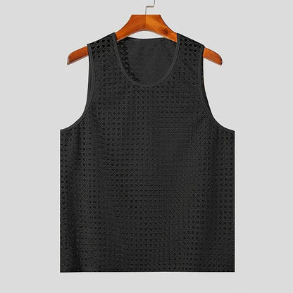 Lana Men's Tank Top | Open-Knit Cotton Blend, Casual Gym Sleeveless Shirt 8