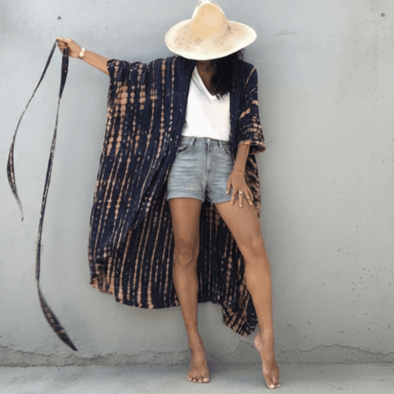Luna Women's Beach Cover Up | Lightweight Cotton, Boho Tie Dye 0