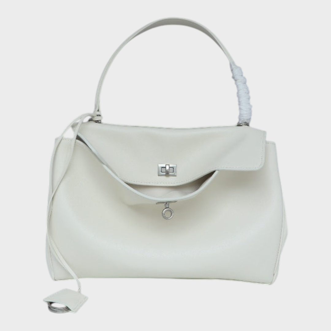 Ledertasche für Damen mit Tragegriff | Strukturierte bordeauxrote Umhängetasche mit Drehverschluss | Elegant-lässige Alltagstasche zum Ausgehen