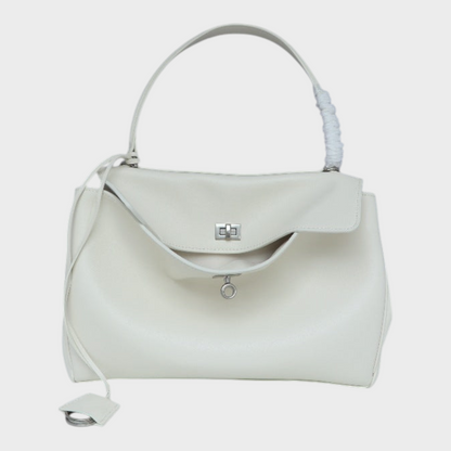 Ledertasche für Damen mit Tragegriff | Strukturierte bordeauxrote Umhängetasche mit Drehverschluss | Elegant-lässige Alltagstasche zum Ausgehen