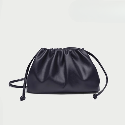 Women's Ruched Cloud Leather Clutch Bag | Red Soft Dumpling Casual Going Out Crossbody Bag | Smart Casual Evening Going Out Bag
