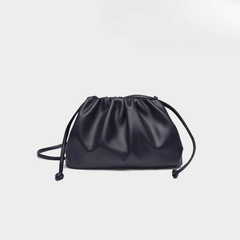 Women's Ruched Cloud Leather Clutch Bag | Red Soft Dumpling Casual Going Out Crossbody Bag | Smart Casual Evening Going Out Bag
