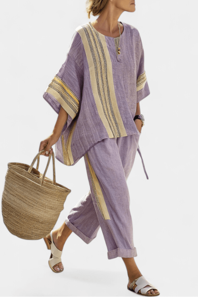 Women's Two-Piece Summer Set – Oversized Top & Tapered Pants
