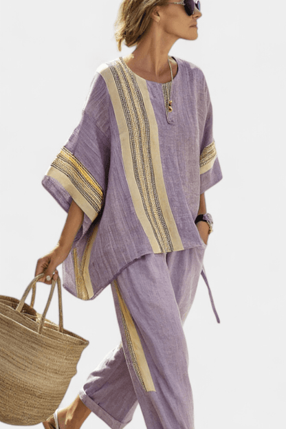 Women's Two-Piece Summer Set – Oversized Top & Tapered Pants