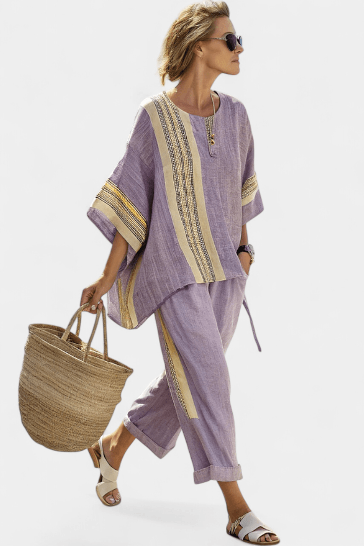 Women's Two-Piece Summer Set – Oversized Top & Tapered Pants