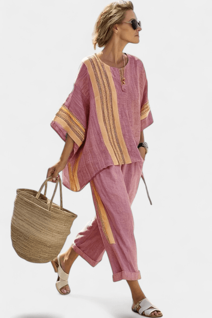 Women's Two-Piece Summer Set – Oversized Top & Tapered Pants