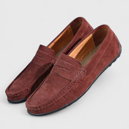 Men's Suede Penny Slip-On Loafers | Classic Blue Casual Comfortable Everyday Loafers | Smart Casual Office Everyday Shoes