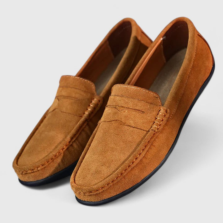 Men's Suede Penny Slip-On Loafers | Classic Blue Casual Comfortable Everyday Loafers | Smart Casual Office Everyday Shoes