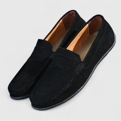 Men's Suede Penny Slip-On Loafers | Classic Blue Casual Comfortable Everyday Loafers | Smart Casual Office Everyday Shoes