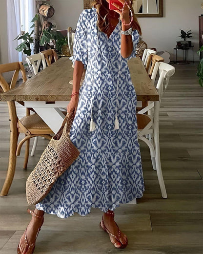 Damen Boho Überwurfkleid | Strandkleid mit Quasten-Details | Luftiges Feminines Sommerkleid