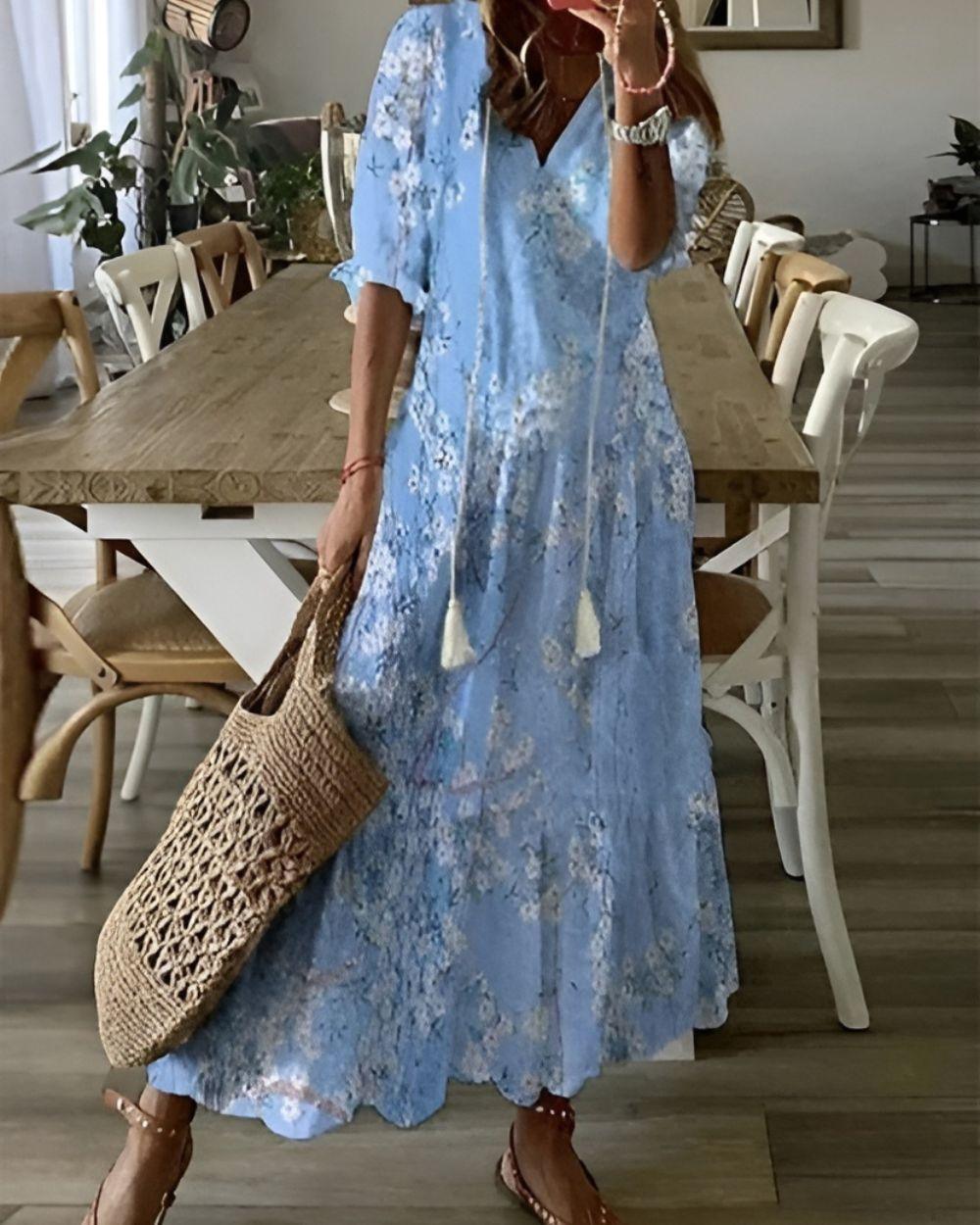 Damen Boho Überwurfkleid | Strandkleid mit Quasten-Details | Luftiges Feminines Sommerkleid