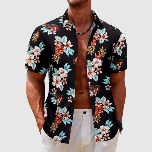 Ravi Men's Hawaiian Shirt | Tropical Floral Print, Relaxed Fit 0