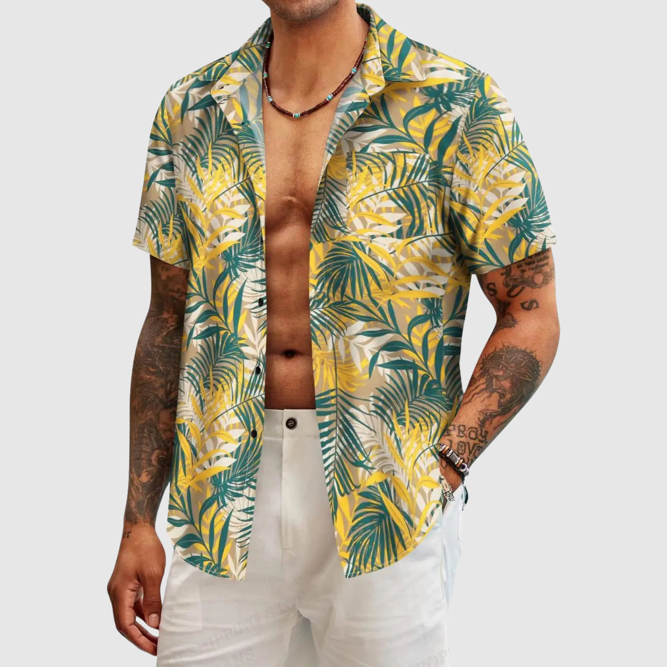 Ravi Men's Hawaiian Shirt | Tropical Floral Print, Relaxed Fit 3