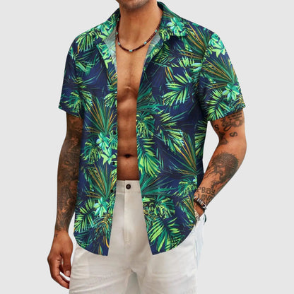 Ravi Men's Hawaiian Shirt | Tropical Floral Print, Relaxed Fit 4