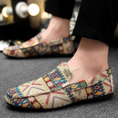 Rico Men's Loafers | Breathable Canvas, Aztec Design 3