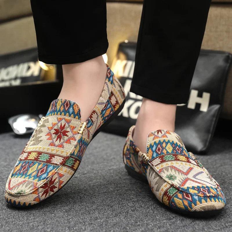 Rico Men's Loafers | Breathable Canvas, Aztec Design 4
