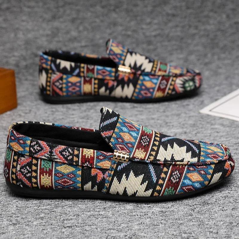 Rico Men's Loafers | Breathable Canvas, Aztec Design 6