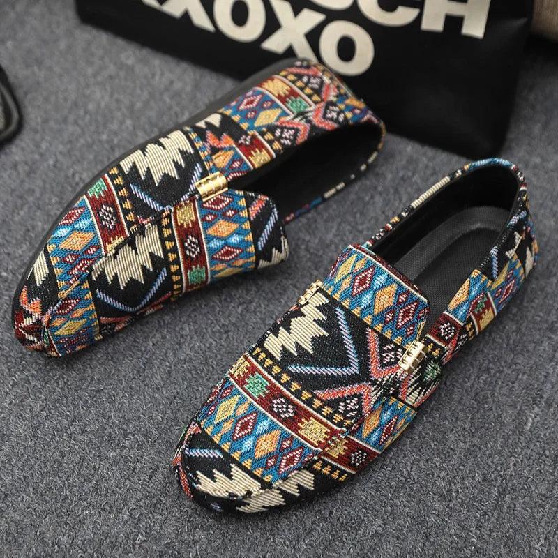 Rico Men's Loafers | Breathable Canvas, Aztec Design 7