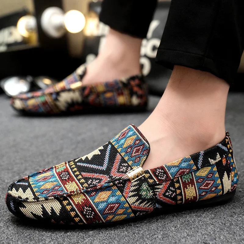 Rico Men's Loafers | Breathable Canvas, Aztec Design 8