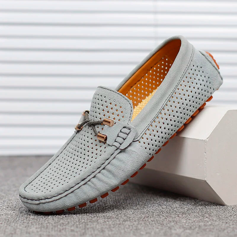 Herren-Loafer aus perforiertem Wildleder zum Hineinschlüpfen | Atmungsaktive, lässige und bequeme Loafer für jeden Tag | Smart-Casual-Sommerschuhe für jeden Tag