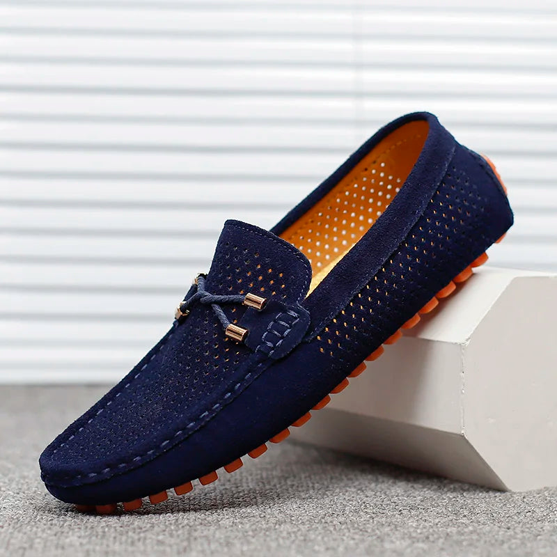 Herren-Loafer aus perforiertem Wildleder zum Hineinschlüpfen | Atmungsaktive, lässige und bequeme Loafer für jeden Tag | Smart-Casual-Sommerschuhe für jeden Tag