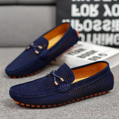 Herren-Loafer aus perforiertem Wildleder zum Hineinschlüpfen | Atmungsaktive, lässige und bequeme Loafer für jeden Tag | Smart-Casual-Sommerschuhe für jeden Tag