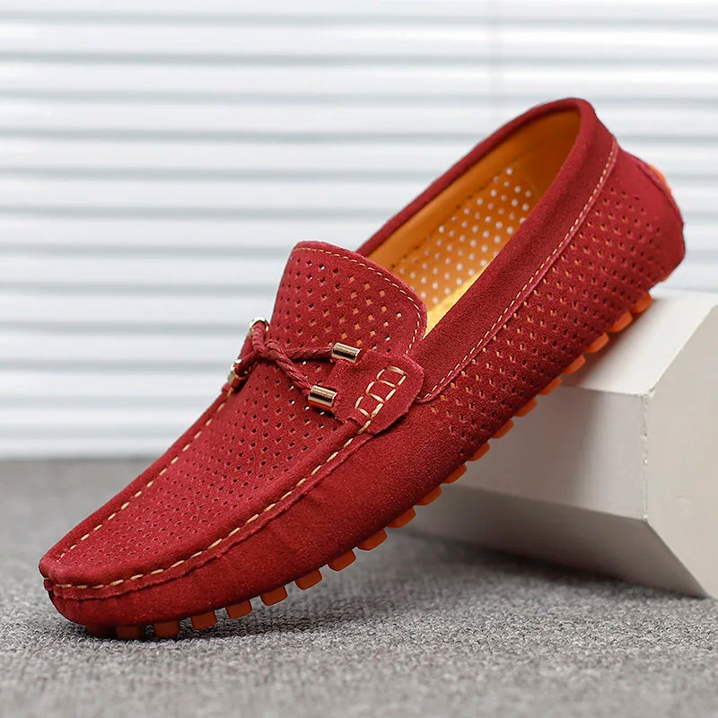 Herren-Loafer aus perforiertem Wildleder zum Hineinschlüpfen | Atmungsaktive, lässige und bequeme Loafer für jeden Tag | Smart-Casual-Sommerschuhe für jeden Tag