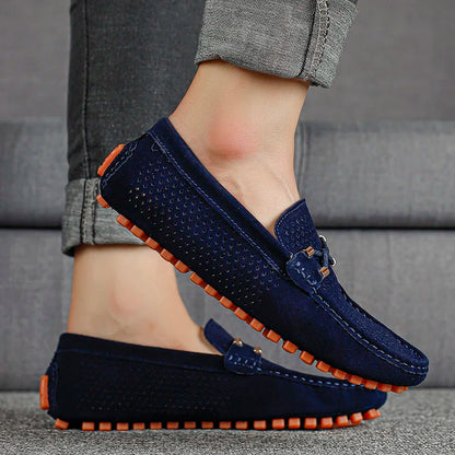 Herren-Loafer aus perforiertem Wildleder zum Hineinschlüpfen | Atmungsaktive, lässige und bequeme Loafer für jeden Tag | Smart-Casual-Sommerschuhe für jeden Tag