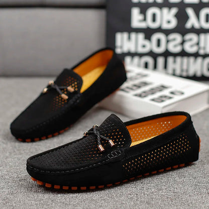 Herren-Loafer aus perforiertem Wildleder zum Hineinschlüpfen | Atmungsaktive, lässige und bequeme Loafer für jeden Tag | Smart-Casual-Sommerschuhe für jeden Tag