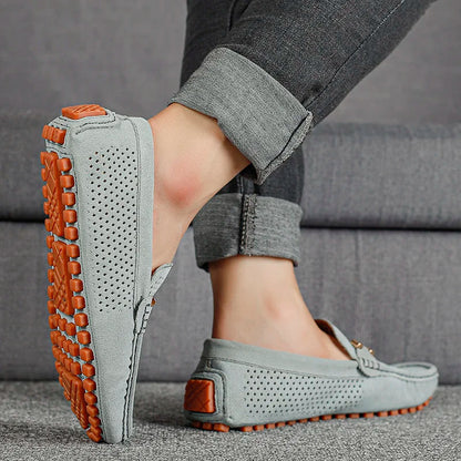 Herren-Loafer aus perforiertem Wildleder zum Hineinschlüpfen | Atmungsaktive, lässige und bequeme Loafer für jeden Tag | Smart-Casual-Sommerschuhe für jeden Tag