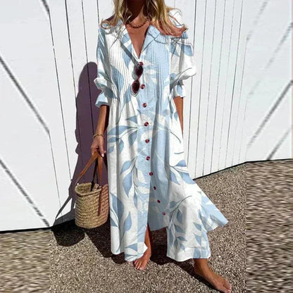 Damen Boho Blumenmuster Sommerkleid | Fließendes Damen Lässiges Sommerkleid | Leichtes Buntes Damen Strandkleid