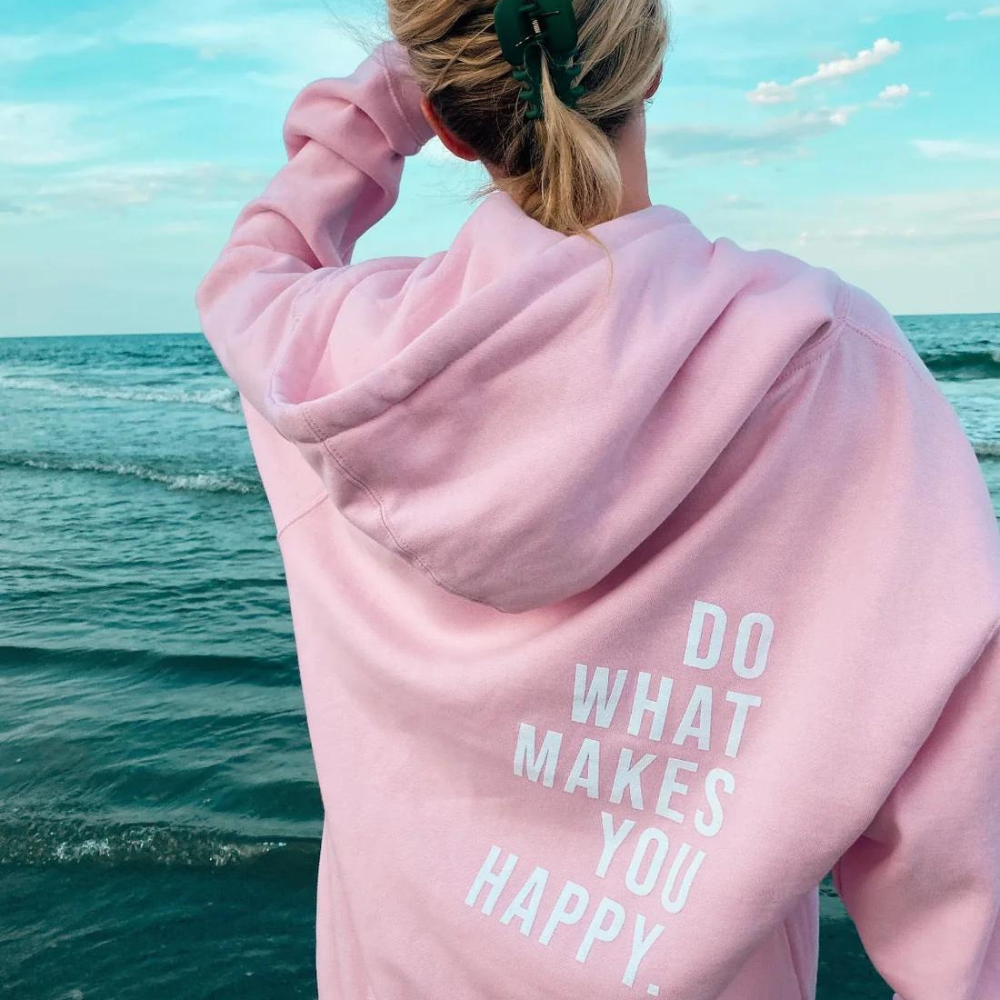Women's Hoodie – Pink Casual Hoodie with Letter Print