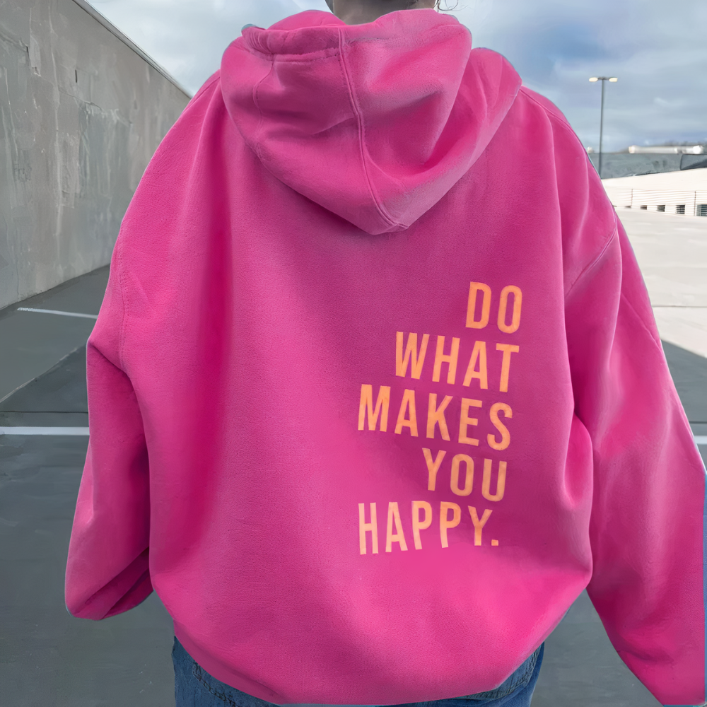 Hættetrøje Dame – Lyserød Casual Hoodie med Bogstavprint