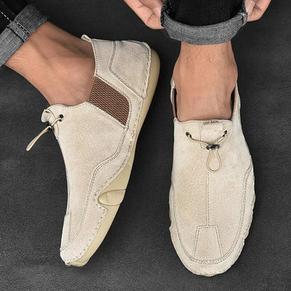 Herren-Loafer aus Wildleder zum Hineinschlüpfen mit Kordelzug und Stopper | Handgefertigte, lässige und bequeme flache Schuhe für jeden Tag | Smart-Casual-Sommerschuhe für jeden Tag