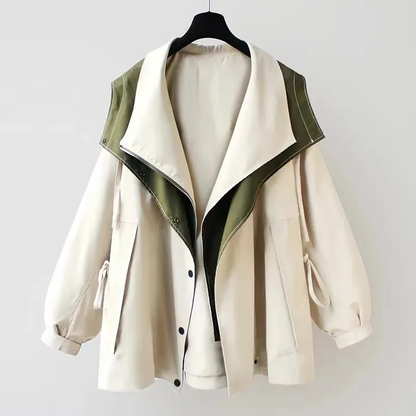 Women's Waterproof Hooded Jacket – Adjustable-Waist Transitional Coat – White