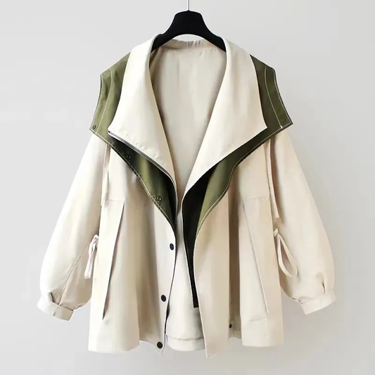 Women's Waterproof Hooded Jacket – Adjustable-Waist Transitional Coat – White