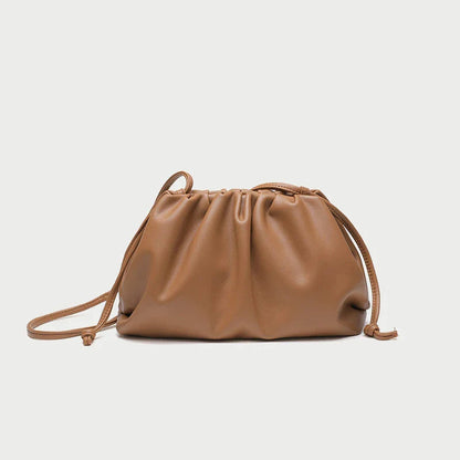 Women's Ruched Cloud Leather Clutch Bag | Red Soft Dumpling Casual Going Out Crossbody Bag | Smart Casual Evening Going Out Bag