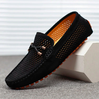 Herren-Loafer aus perforiertem Wildleder zum Hineinschlüpfen | Atmungsaktive, lässige und bequeme Loafer für jeden Tag | Smart-Casual-Sommerschuhe für jeden Tag