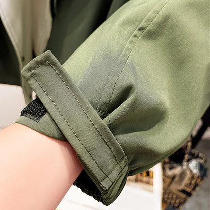 Women's Waterproof Hooded Jacket – Adjustable-Waist Transitional Coat