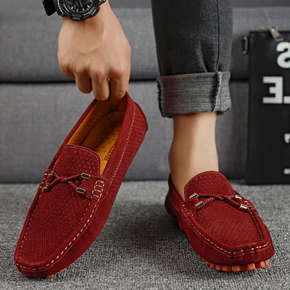 Herren-Loafer aus perforiertem Wildleder zum Hineinschlüpfen | Atmungsaktive, lässige und bequeme Loafer für jeden Tag | Smart-Casual-Sommerschuhe für jeden Tag