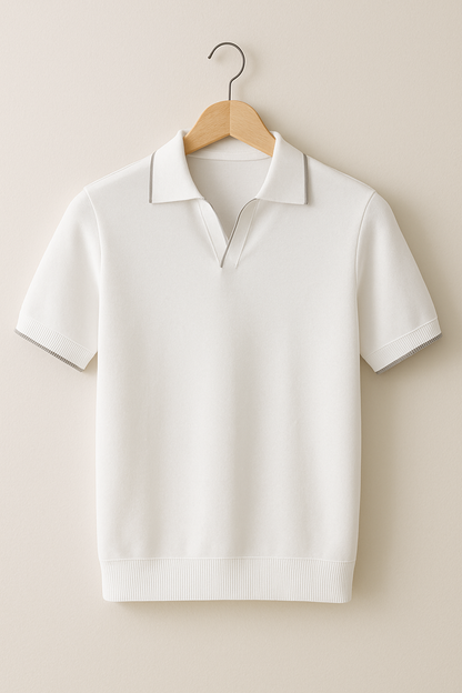 Men's Polo Shirt Slim Fit Knit | Men's Polo Contrast Trim | Knit Polo Men's Modern