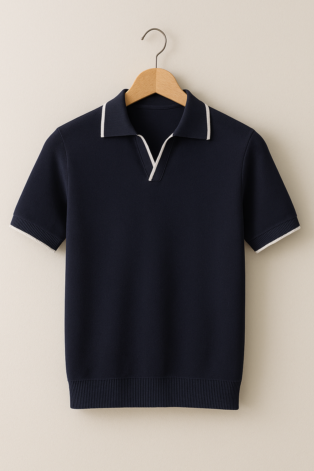 Men's Polo Shirt Slim Fit Knit | Men's Polo Contrast Trim | Knit Polo Men's Modern