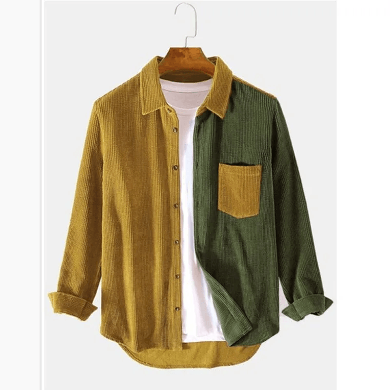 Sleek Men's Button-Up Shirt | Premium Corduroy, Two-Tone Design 2