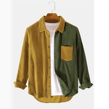 Sleek Men's Button-Up Shirt | Premium Corduroy, Two-Tone Design 2