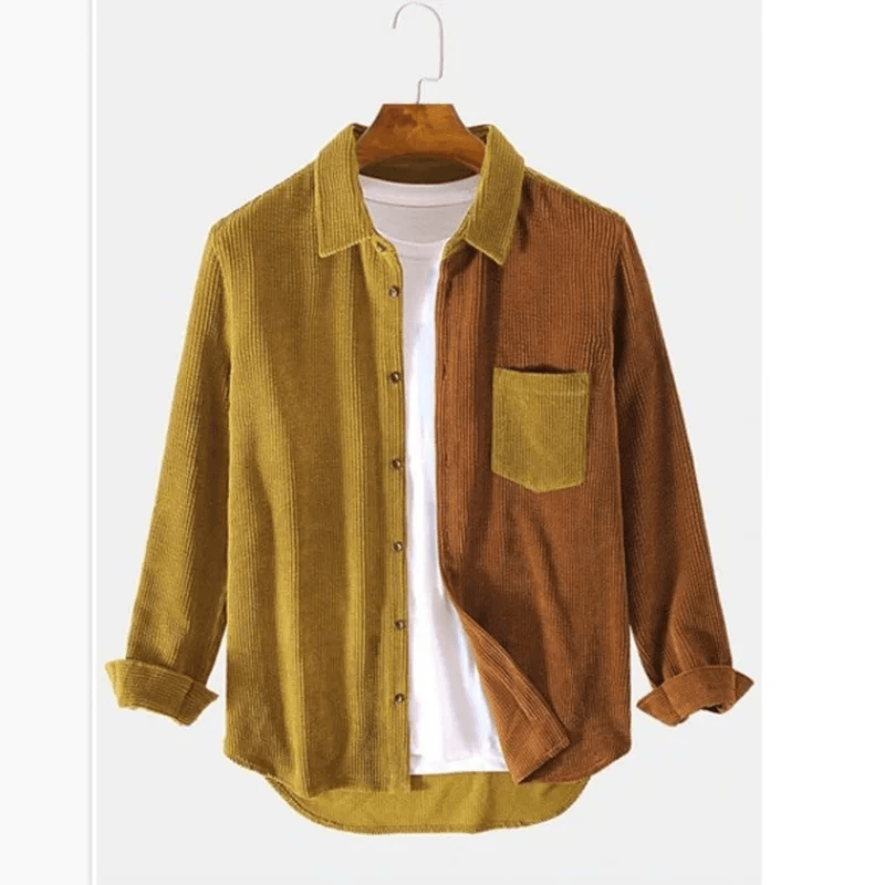Sleek Men's Button-Up Shirt | Premium Corduroy, Two-Tone Design 3